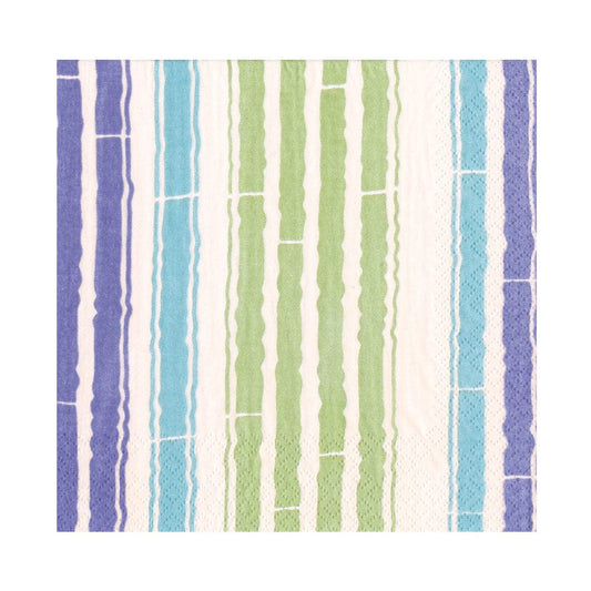 LUNCHEON NAPKINS BAMBOO STRIPE BLUE/ GRN