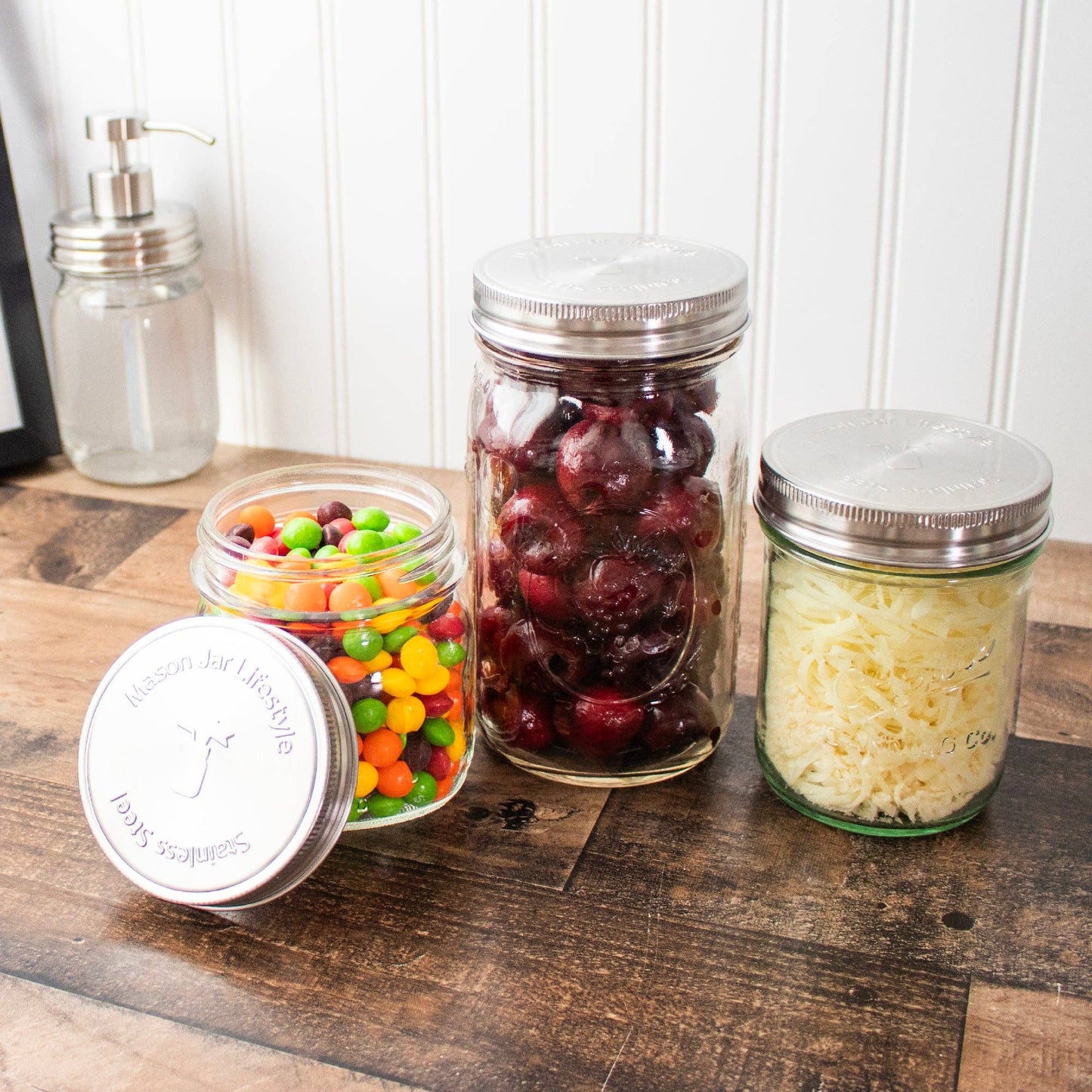 Stainless Steel Storage Lids w/ Silicone Seals for Mason Jar: Wide mouth