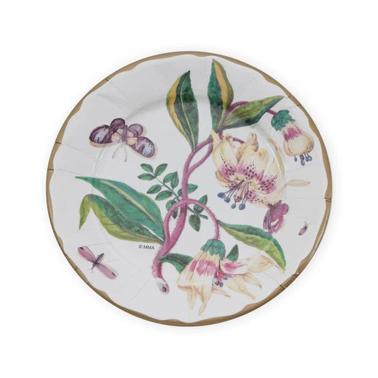 DINNER PAPER PLATE PORCELAIN BLOOMS IVORY 10.5"