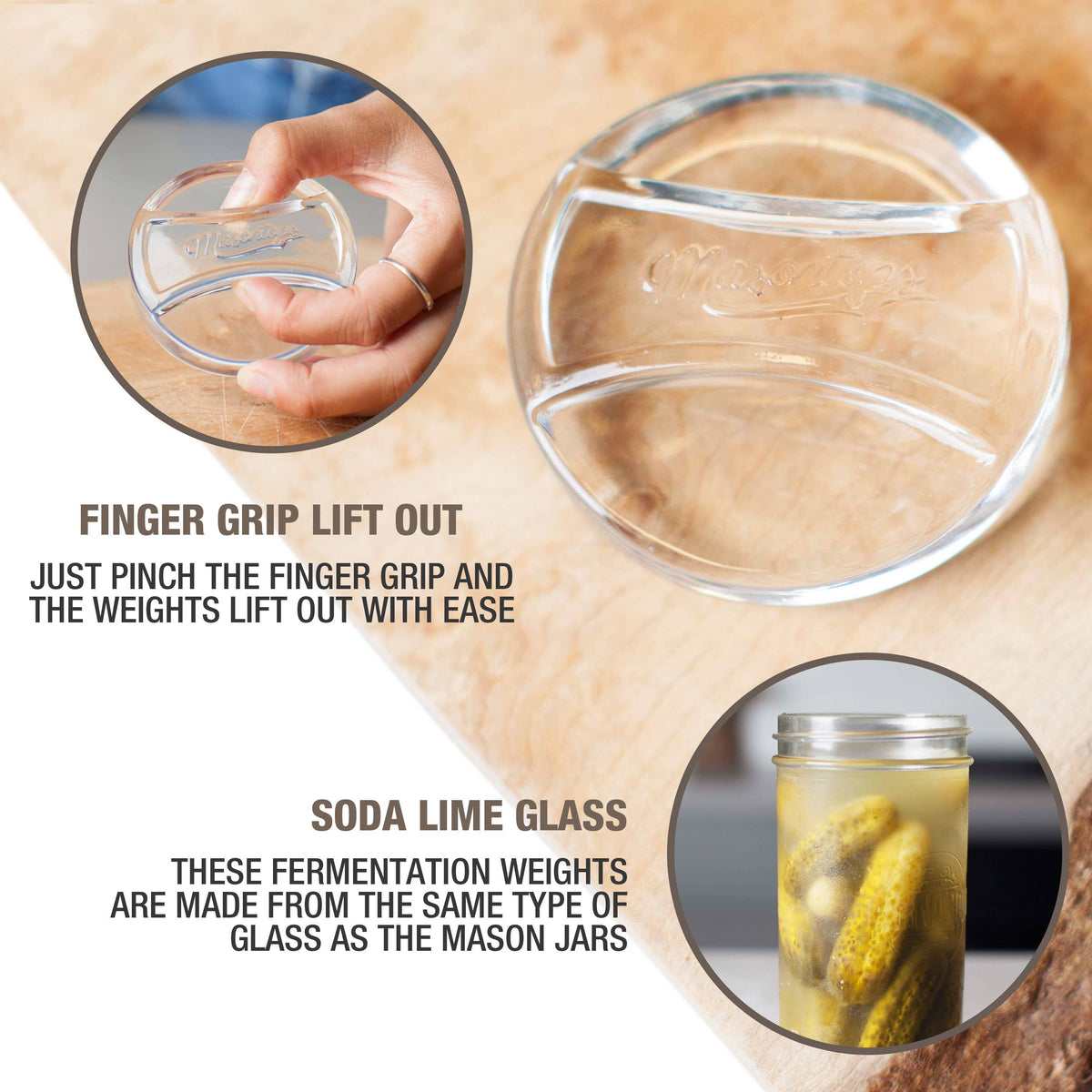 Pickle Pebble Glass Fermentation Weights: Wide Mouth