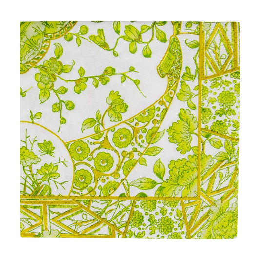COCKTAIL NAPKIN GILDED PORCELAIN CHARTREUSE