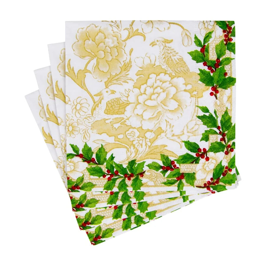 HOLLY CERAMIC IVORY/GOLD COCKTAIL NAPKIN
