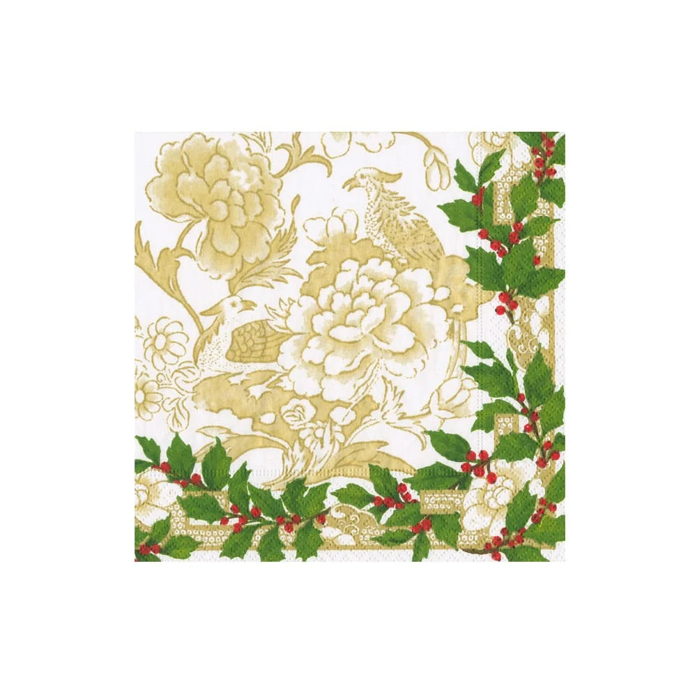 HOLLY CERAMIC IVORY/GOLD COCKTAIL NAPKIN