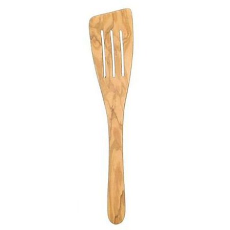 OLIVE WOOD SLOTTED CURVED SPATULA LG