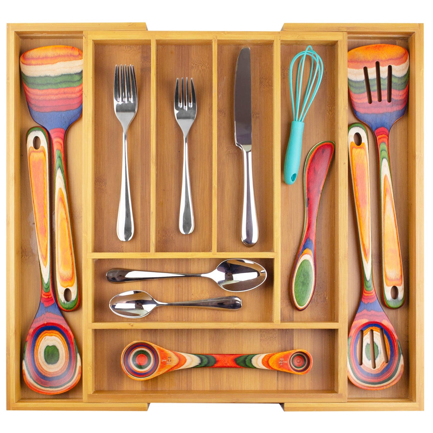 Expandable Bamboo Flatware and Utensil Drawer Organizer