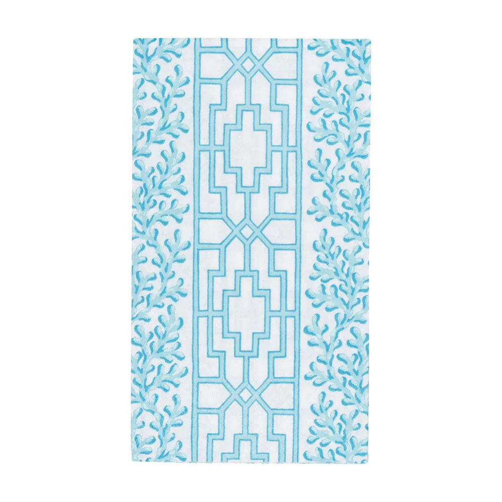 GUEST TOWEL CORAL AND TRELLIS BLUE