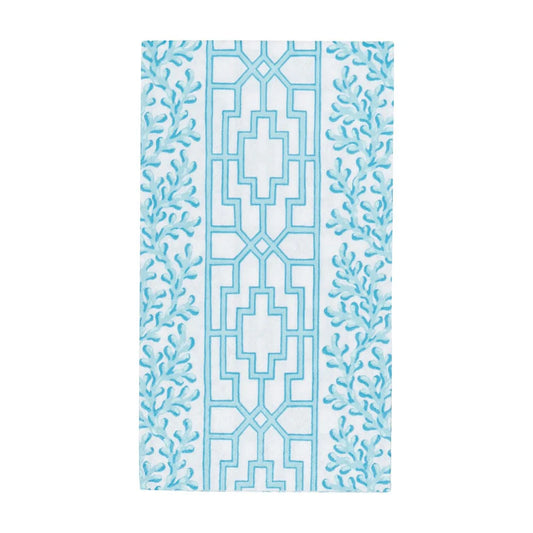 GUEST TOWEL CORAL AND TRELLIS BLUE