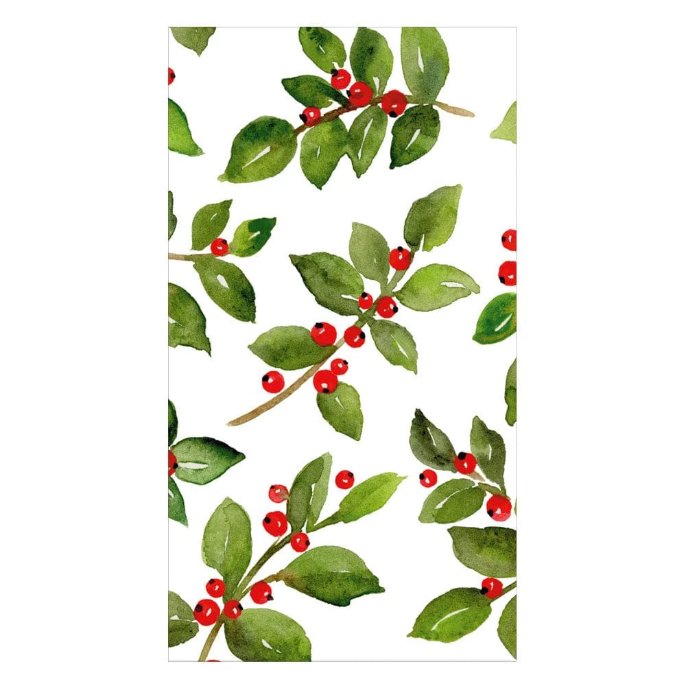 PAINTED HOLLY PAPER GUEST TOWEL