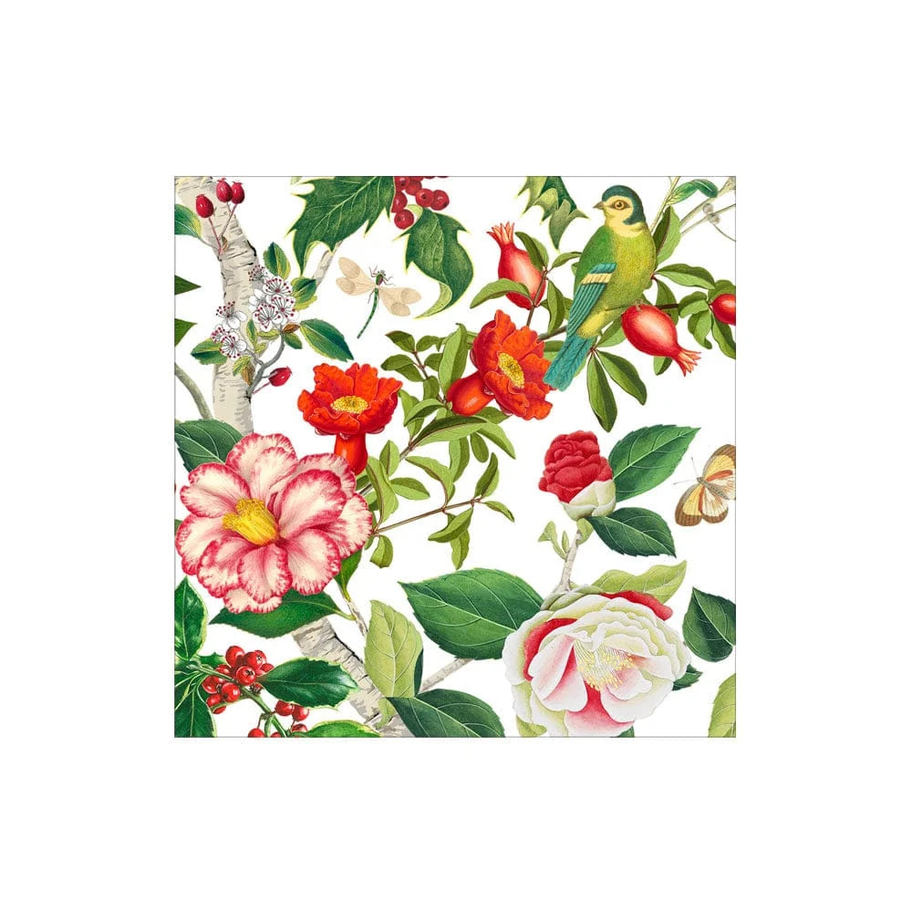 CHRISTMAS CHINOISERIE WHITE COCKTAIL NAPKINS