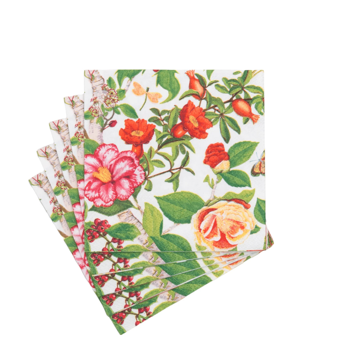 CHRISTMAS CHINOISERIE WHITE COCKTAIL NAPKINS