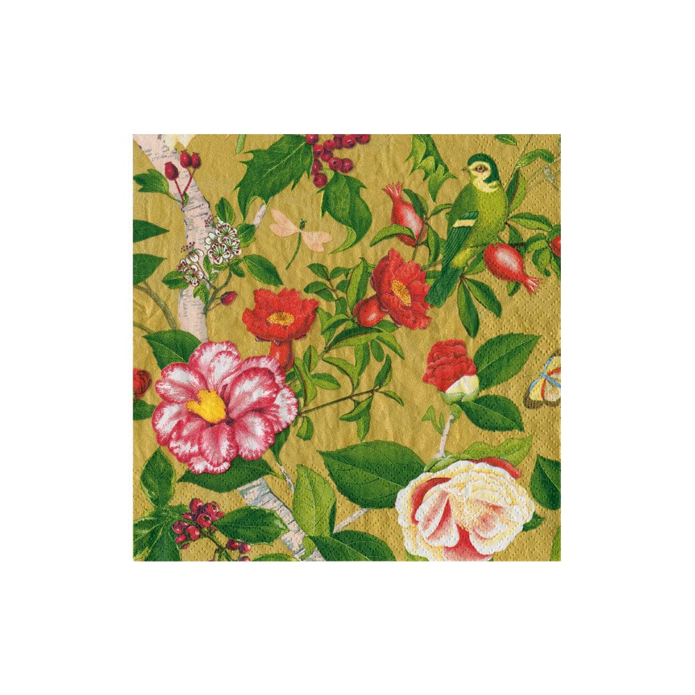CHRISTMAS CHINOISERIE GOLD COCKTAIL NAPKINS