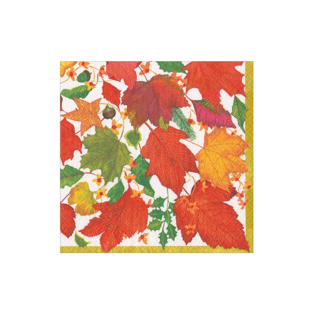 SWIRLING LEAVES WHITE COCKTAIL NAPKINS