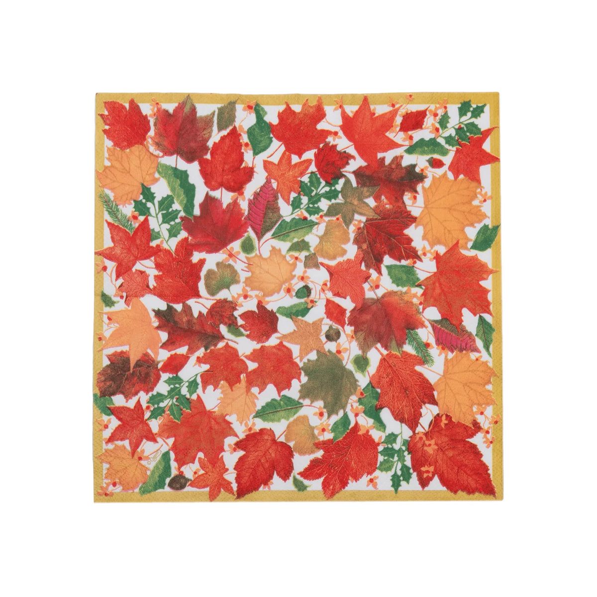 SWIRLING LEAVES WHITE COCKTAIL NAPKINS