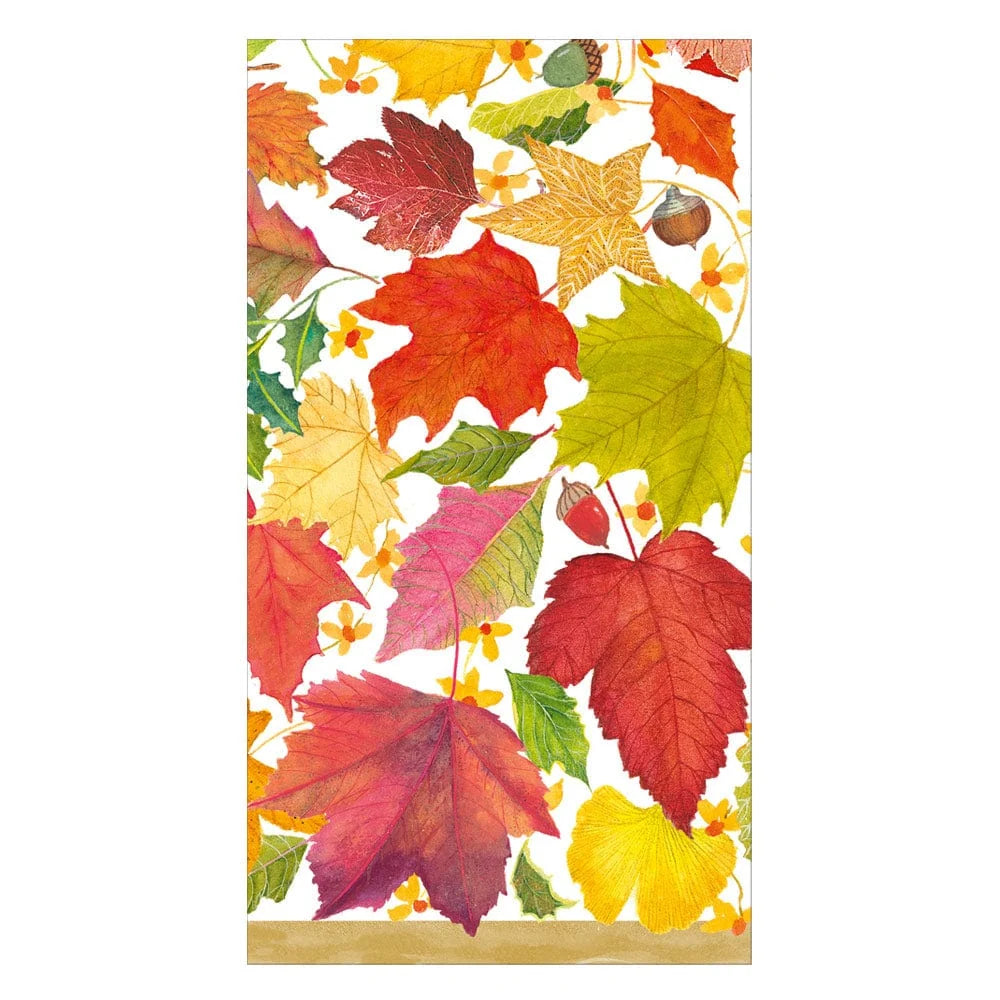 SWIRLING LEAVES WHITE GUEST TOWELS