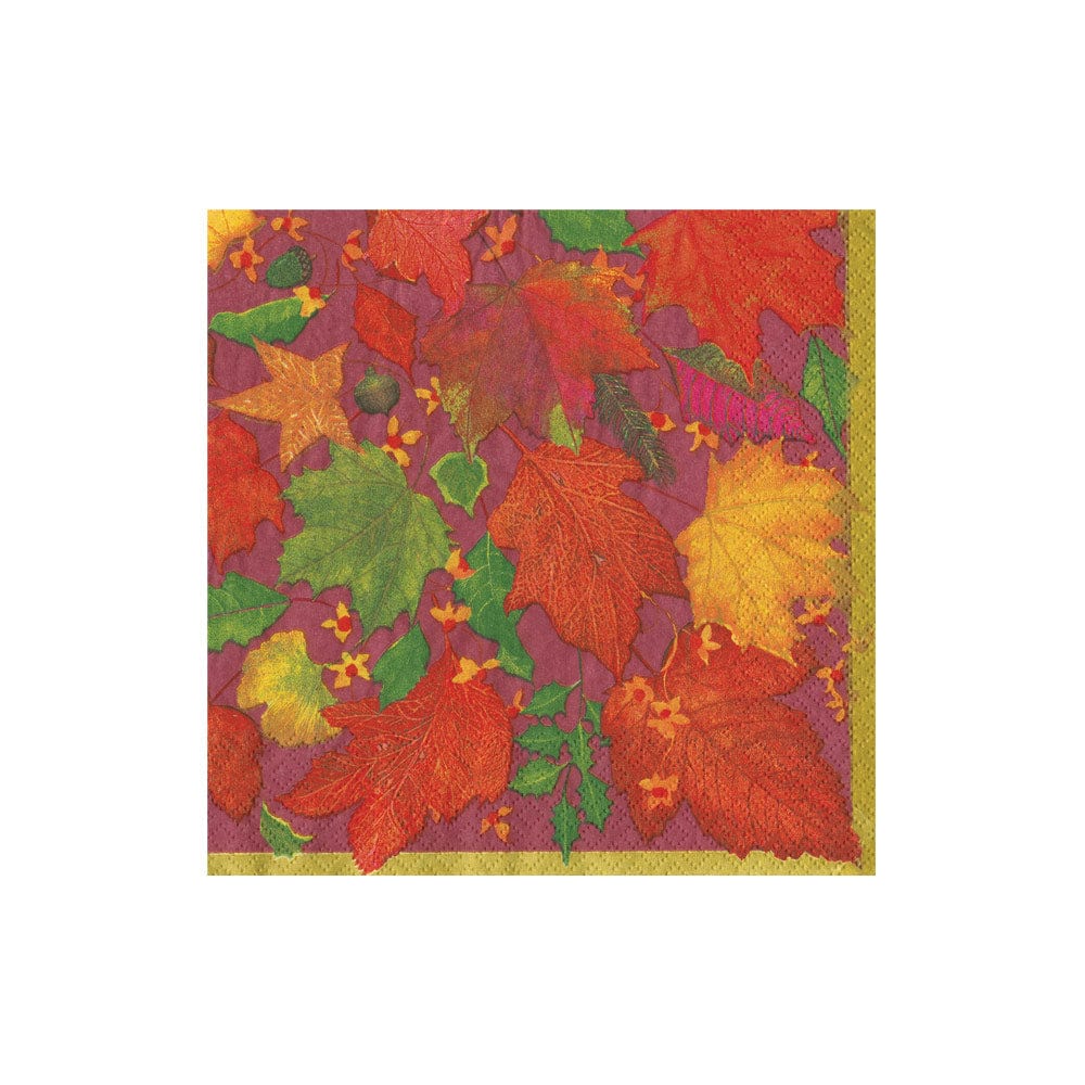 SWIRLING LEAVES BURGUNDY COCKTAIL NAPKINS