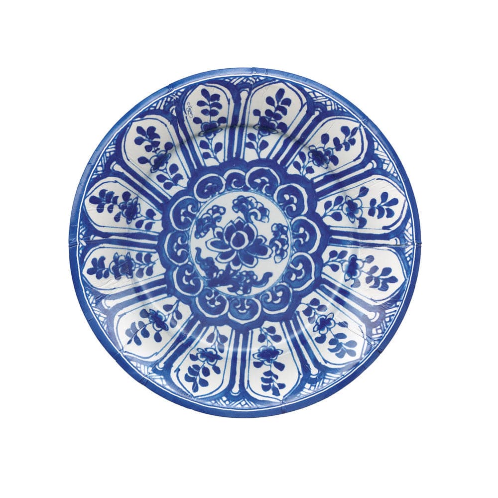 DESSERT PAPER PLATE INDIGO GARDEN BLUE/WHITE