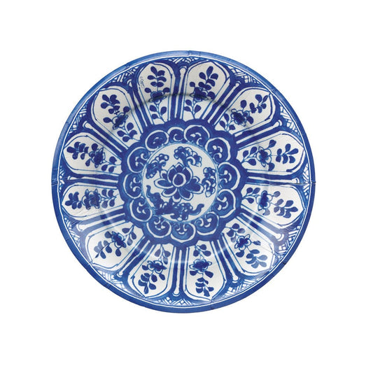 DESSERT PAPER PLATE INDIGO GARDEN BLUE/WHITE