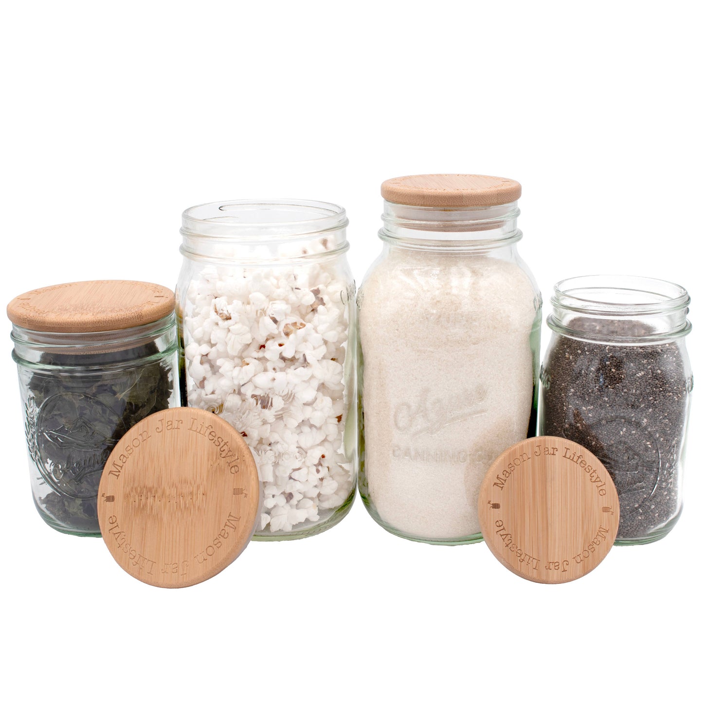 Bamboo Storage Stopper Lids for Mason Jars: 6 Pack / Regular mouth