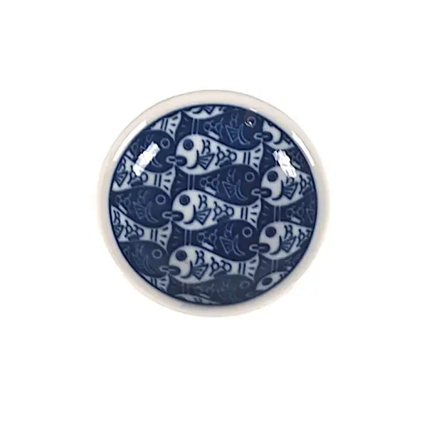 JAPAN SAKANA BLUE FISH 2OZ 3.5"DIA PORCELAIN SAUCE DISH