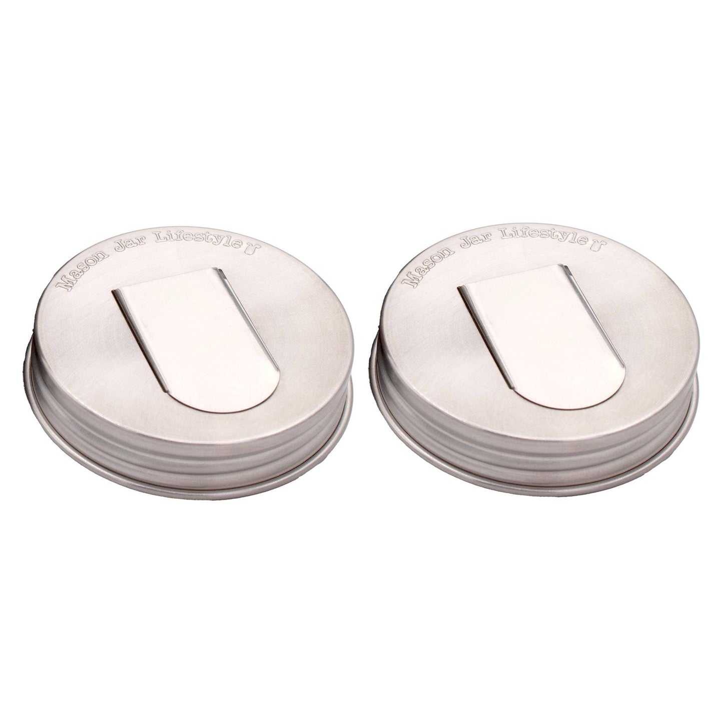 STAINLESS STEEL GRAIN DISPENSING LID FOR MASON JARS 2PK: WIDE MOUTH