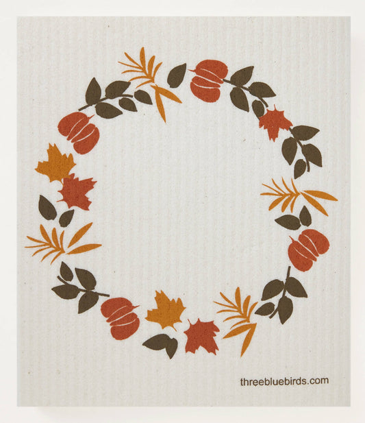 AUTUMN WREATH SWEDISH DISHCLOTH