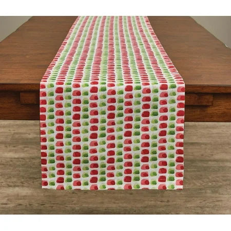 THUMBPRINT TABLE RUNNER GRN/RED