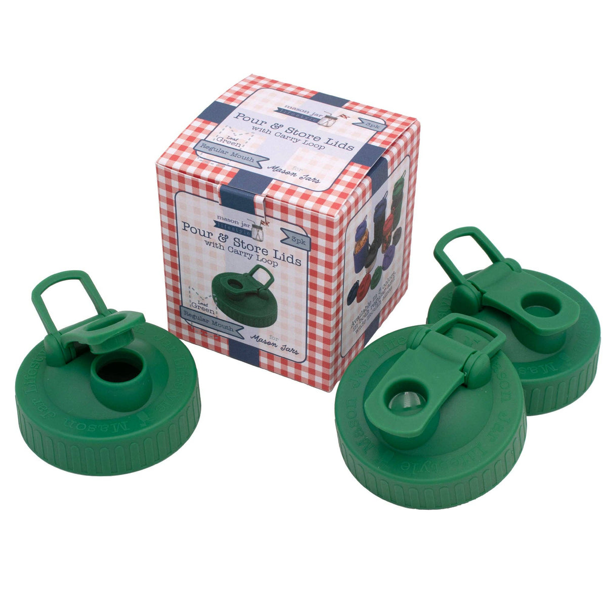 Pour & Store Shaker Lid with Carry Loop for Mason Jars: Cherry red / Regular mouth / Updated