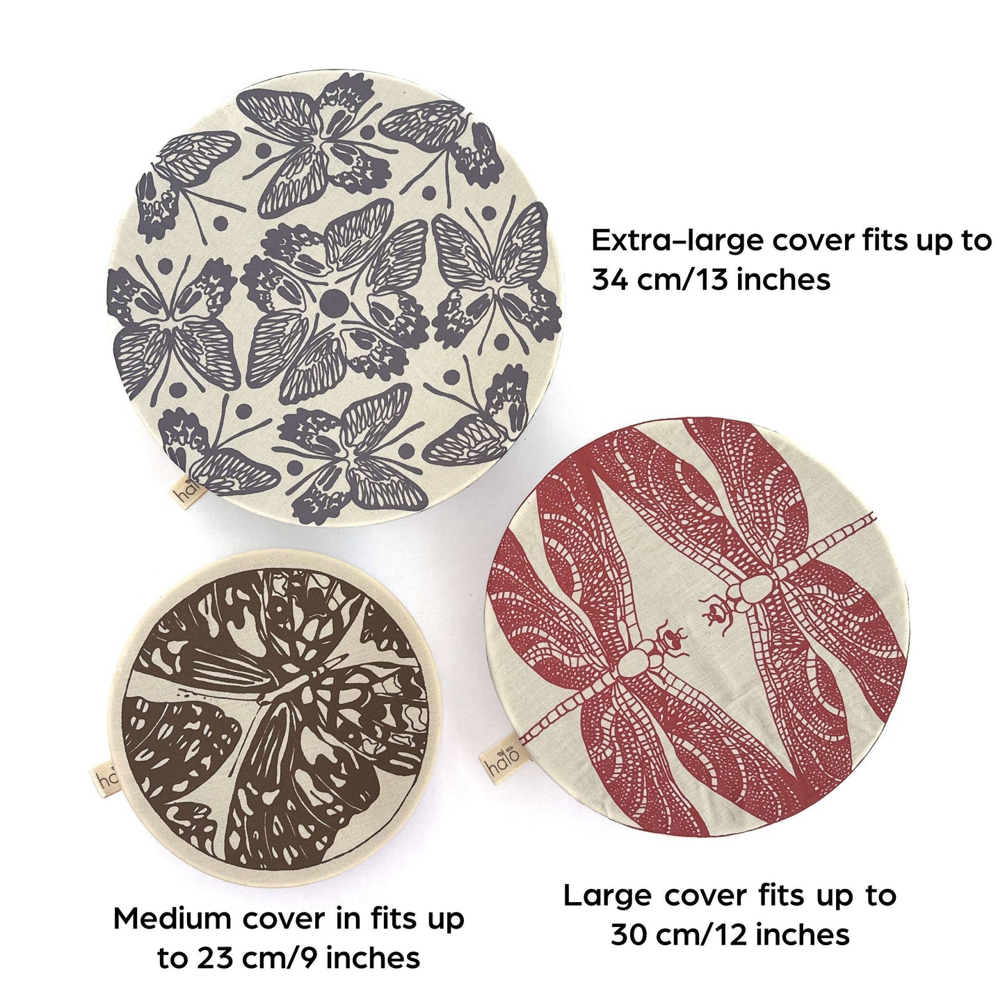 HALO DISH COVERS 3 PACK BUTTERFLIES LG