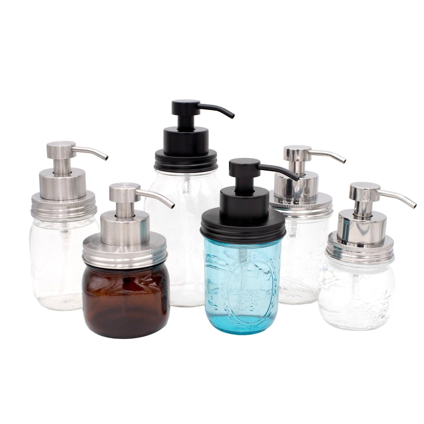 Foaming Soap Pump Dispensers for Mason Jars: Brushed / satin finish