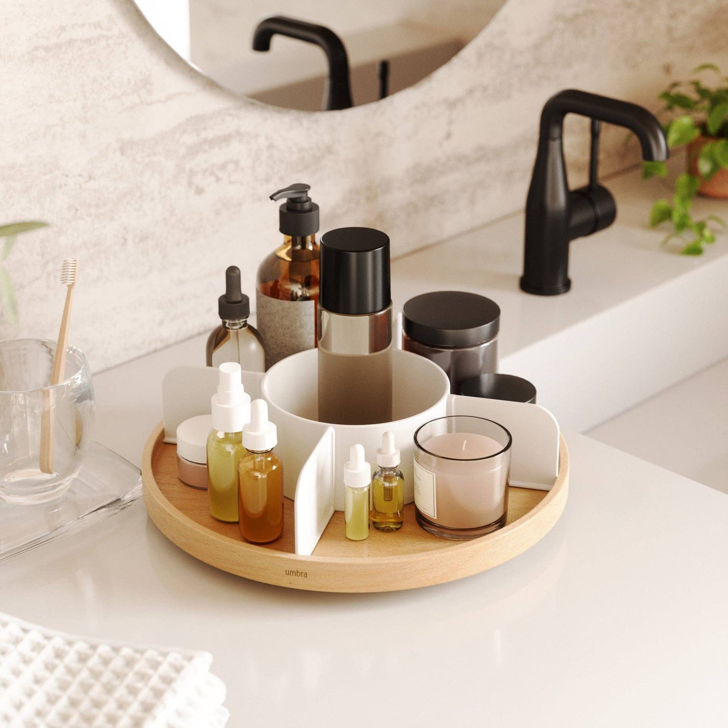 BELLWOOD LAZY SUSAN: WHITE-NATURAL