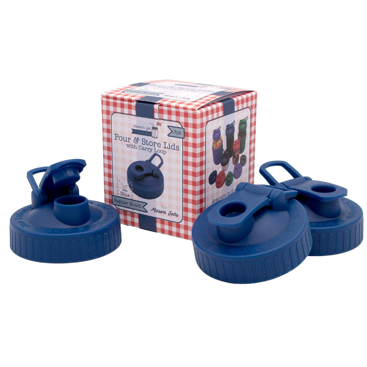 Pour & Store Shaker Lid with Carry Loop for Mason Jars: Cherry red / Regular mouth / Updated