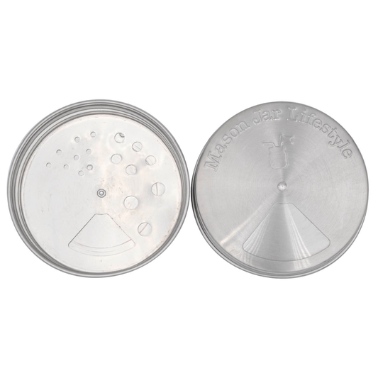 4 PACK STAINLESS STEEL SPICE LIDS: WIDE MOUTH