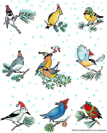 FLOUR SACK TOWEL XMAS BIRDS