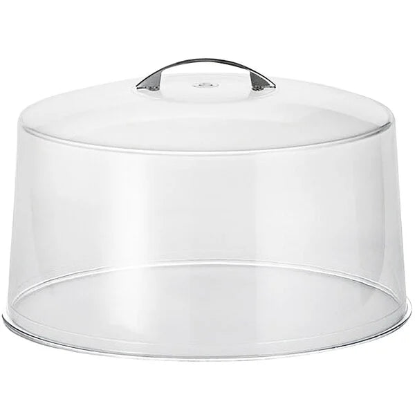 CLEAR ROUND CAKE COVER WITH METAL HANDLE 12" X 7 1/2"