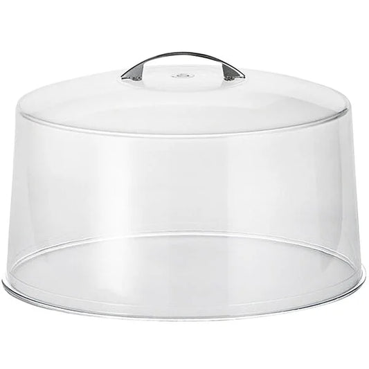 CLEAR ROUND CAKE COVER WITH METAL HANDLE 12" X 7 1/2"