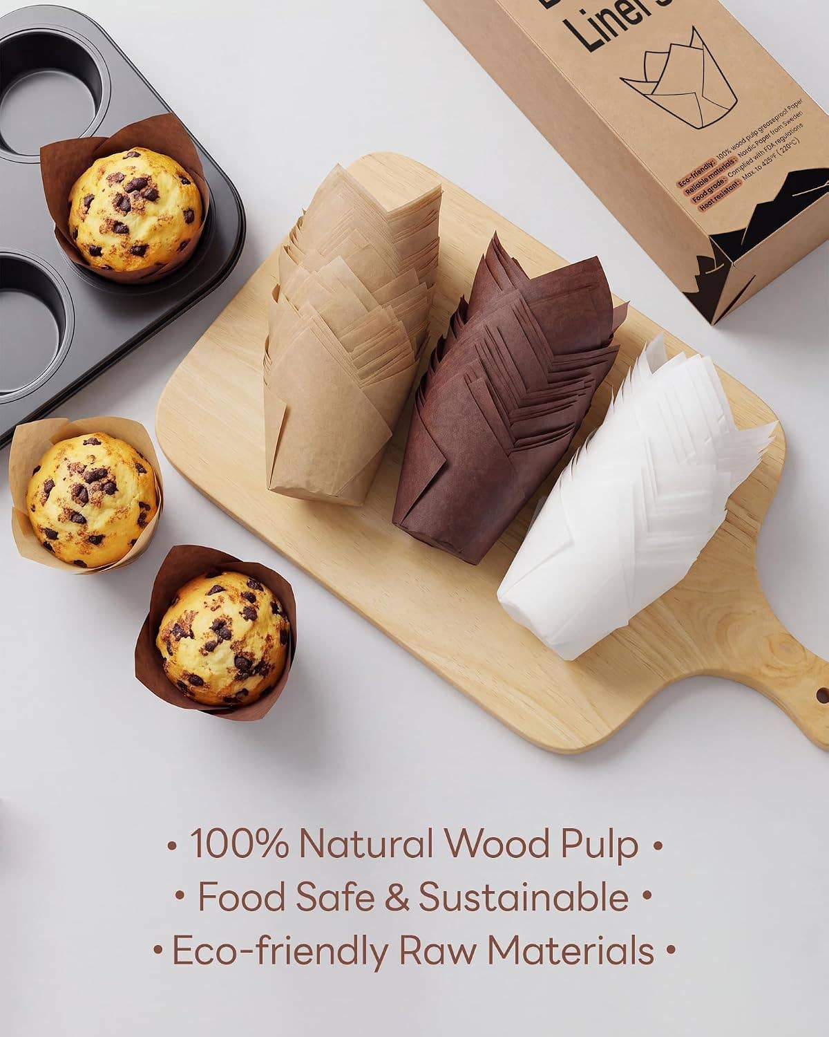TULIP CUPCAKE LINERS FOR BAKING CUPS UNBLEACHED EUROPEAN PARCHMENT PAPER
