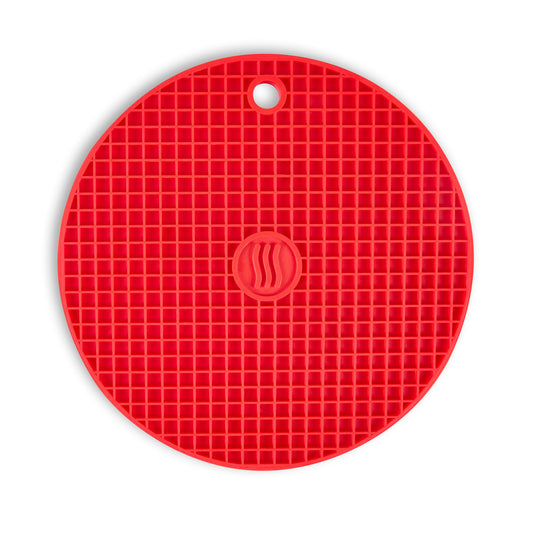 ROUND SILICONE POTHOLDER TRIVET RED