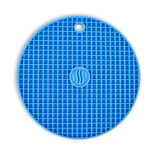 ROUND SILICONE POTHOLDER TRIVET BLUE