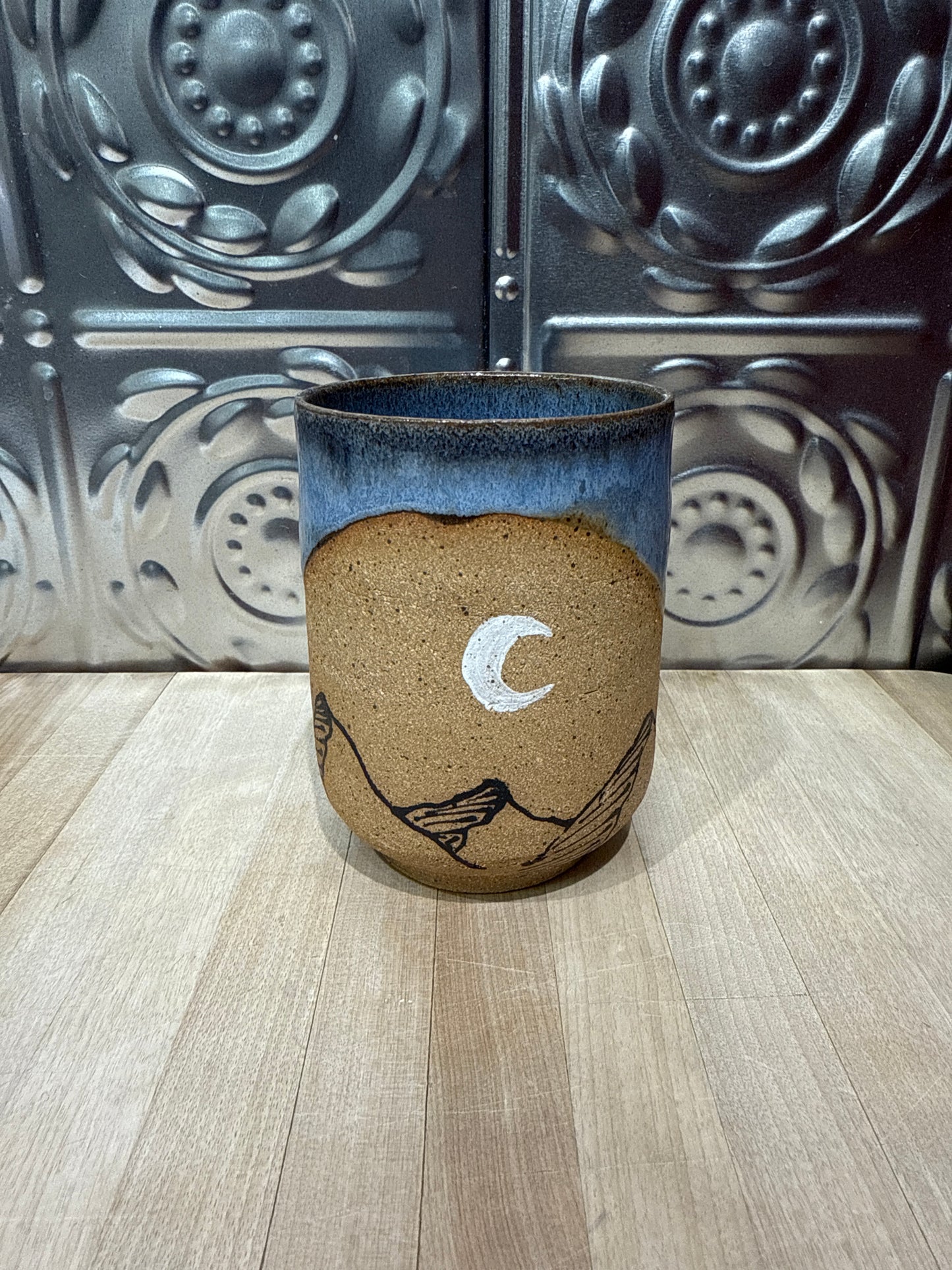 RISING FOREST MUG-OCEAN GLAZE/MOUNTAINS AND MOON