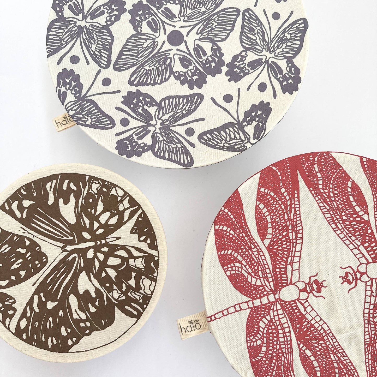 HALO DISH COVERS 3 PACK BUTTERFLIES LG