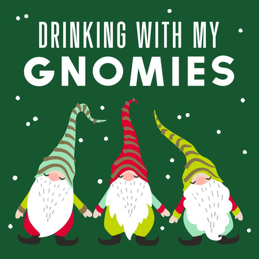 FUNNY CHRISTMAS COCKTAIL NAPKINS | GNOMIES DK GRN