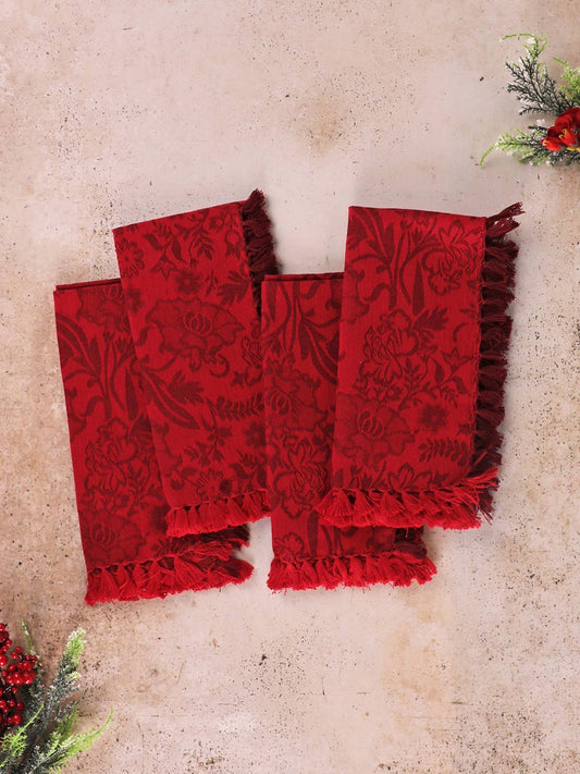Garden Jacquard Napkin Set of 4 Red