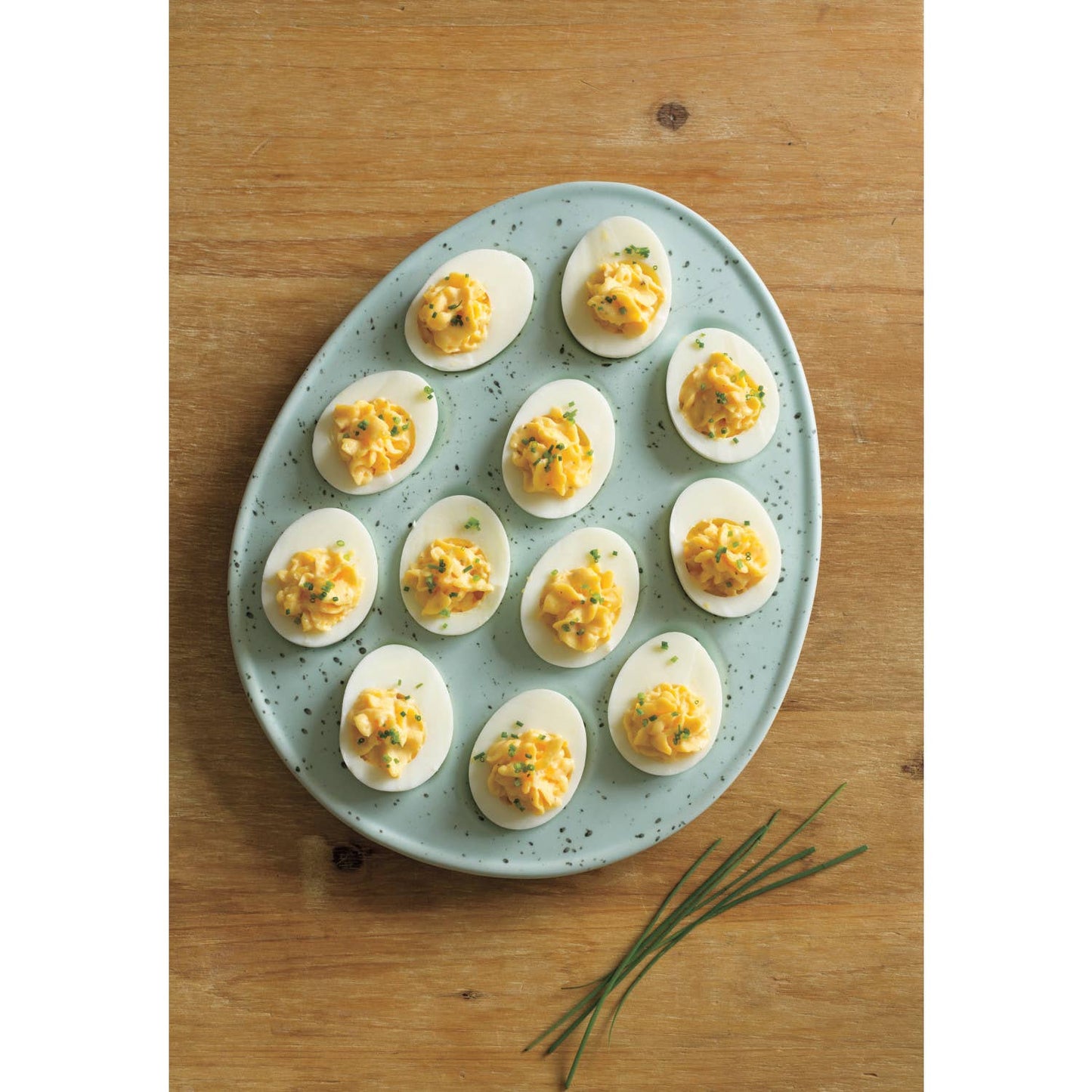 ROBIN'S EGG BLUE STONEWARE DEVILED EGG TRAY