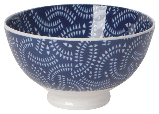 INDIGO GEO STAMPED BOWL 4"