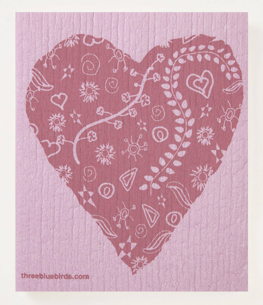 SWEDISH DISHCLOTH- BIG HEART ROSE