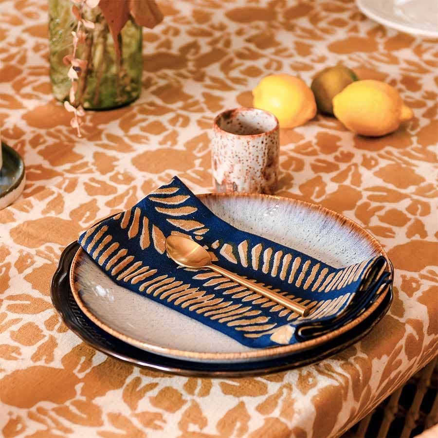 Artisan Dinner Napkins, Hand Block Printed Cotton Set | Nue