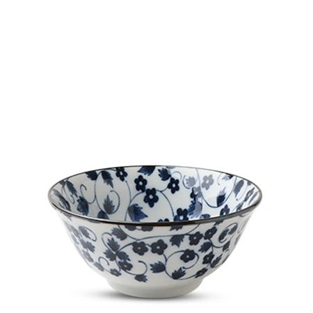 KIKU KARAKUSA BOWL BLUE&WHT 5.75"