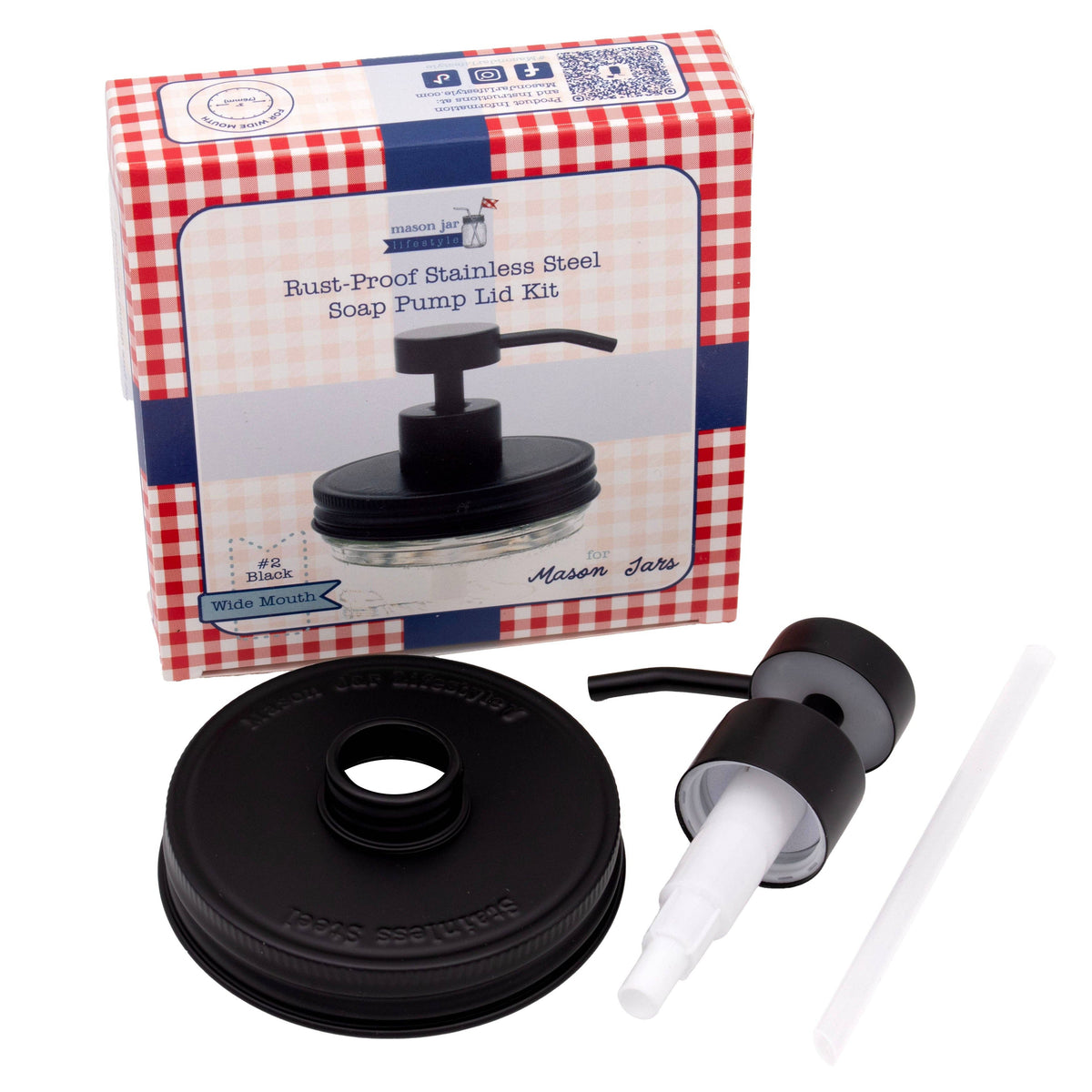 Matte Black Soap Pump Lid Kit for Mason Jars: Matte black / Wide mouth