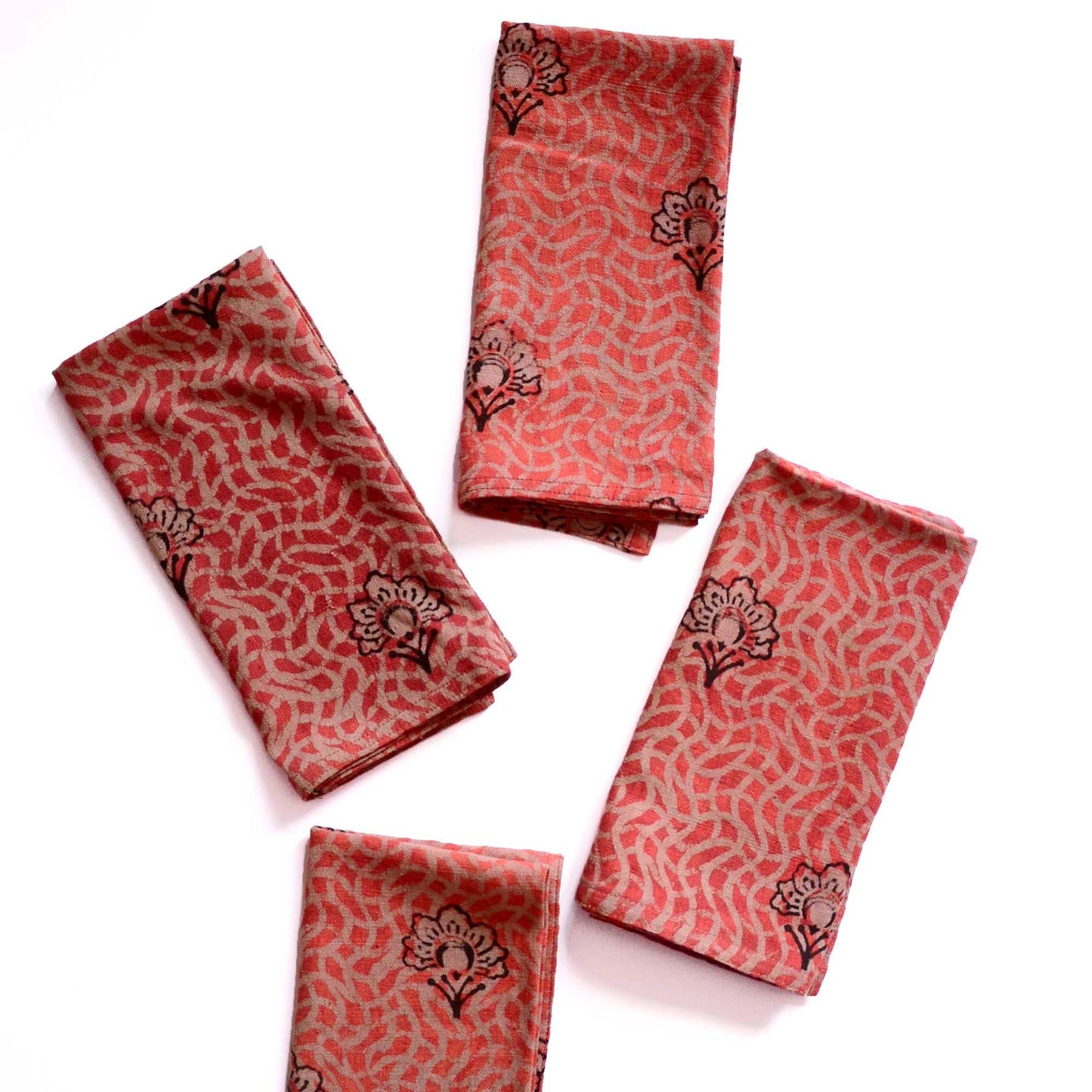 Floral Cloth Napkins, Block Printed, Organic Cotton | Omelia