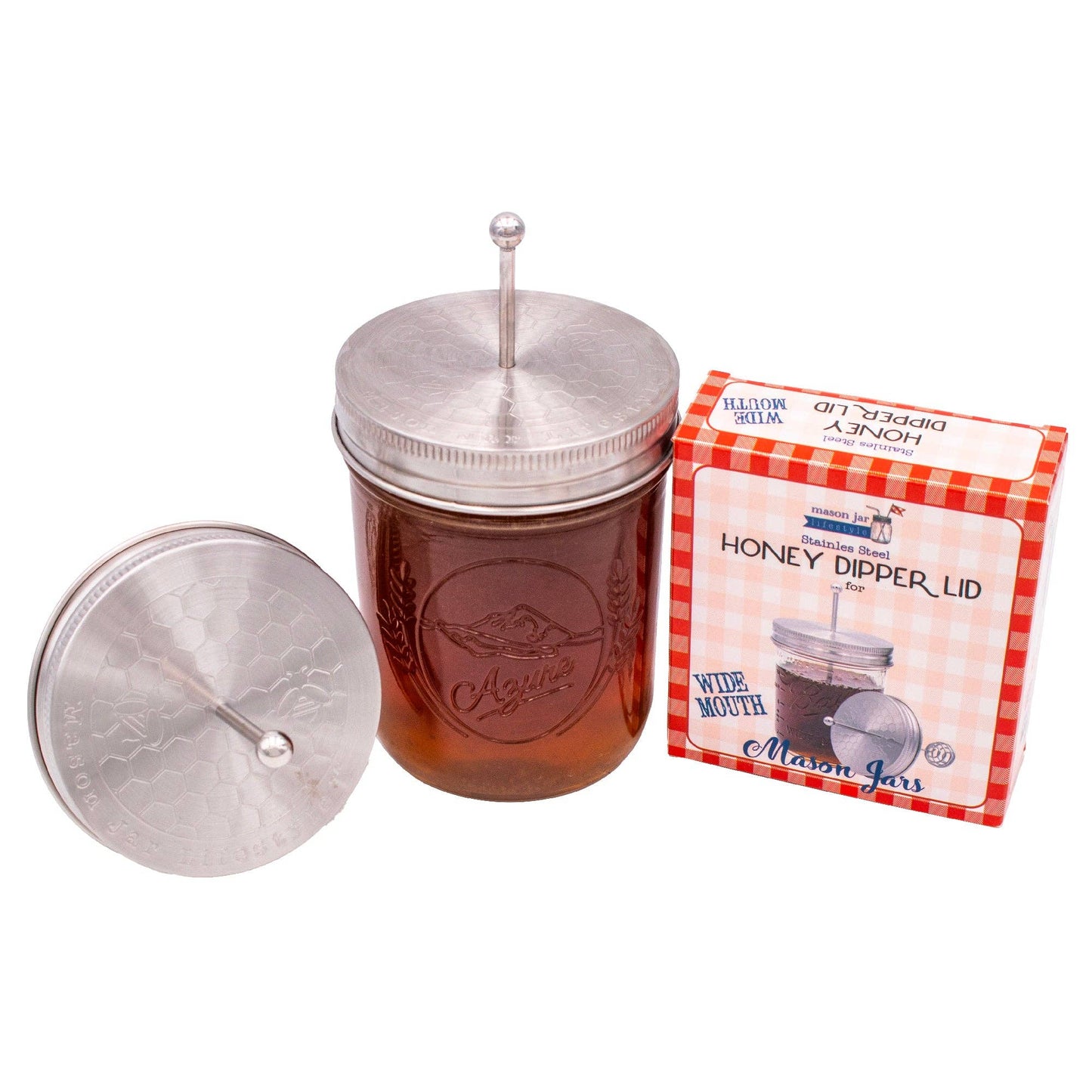 Honey Dipper Stainless Steel Lid for Mason Jars: Regular Mouth